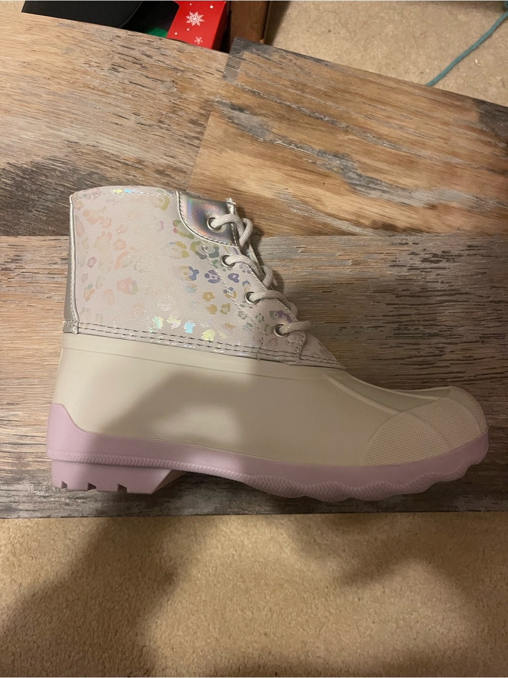 Sperry’s-Kids, Size 4, Pale Pink Waterproof Lace-Up Boot